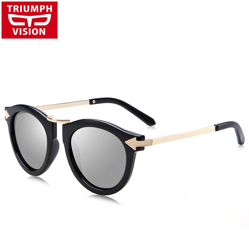 Поляризованные солнцезащитные очки TRIUMPH VISION для женщин, круглые очки для вождения, женские солнцезащитные очки с золотой стрелкой UV400 для женщин, новинка - Цвет линз: 005