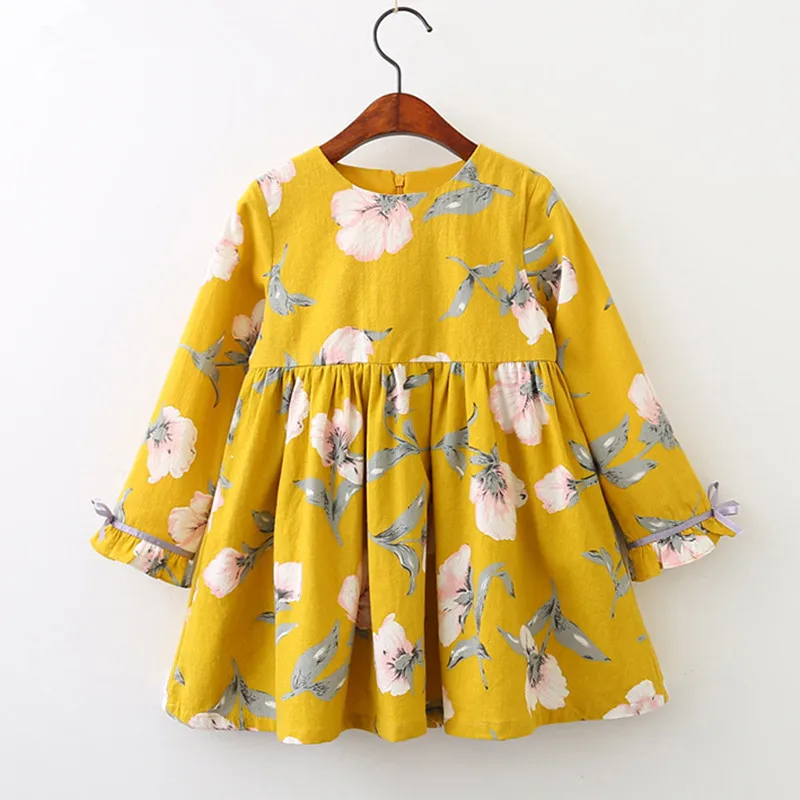 

Girls Dresses Autumn Winter Kids Dress for Girl O-neck Long Sleeve Cartoon Forest Animals Graffiti for Kids Clothes