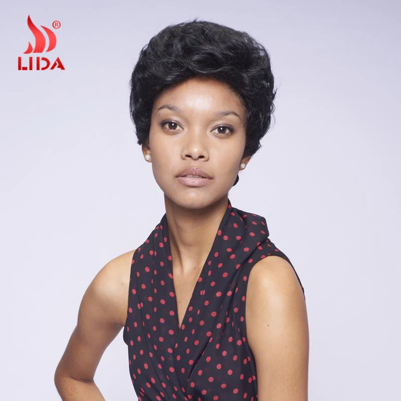 2016 New Short Synthetic Wigs For Black Women Color 1B Short Synthetic Wigs 100% Kanekalon Synthetic Wigs African American Wigs