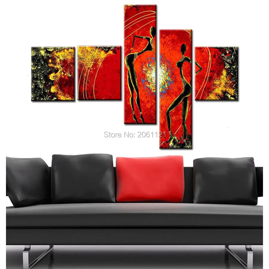 100% картина маслом на холсте ручной работы красные декоративные картины Африка