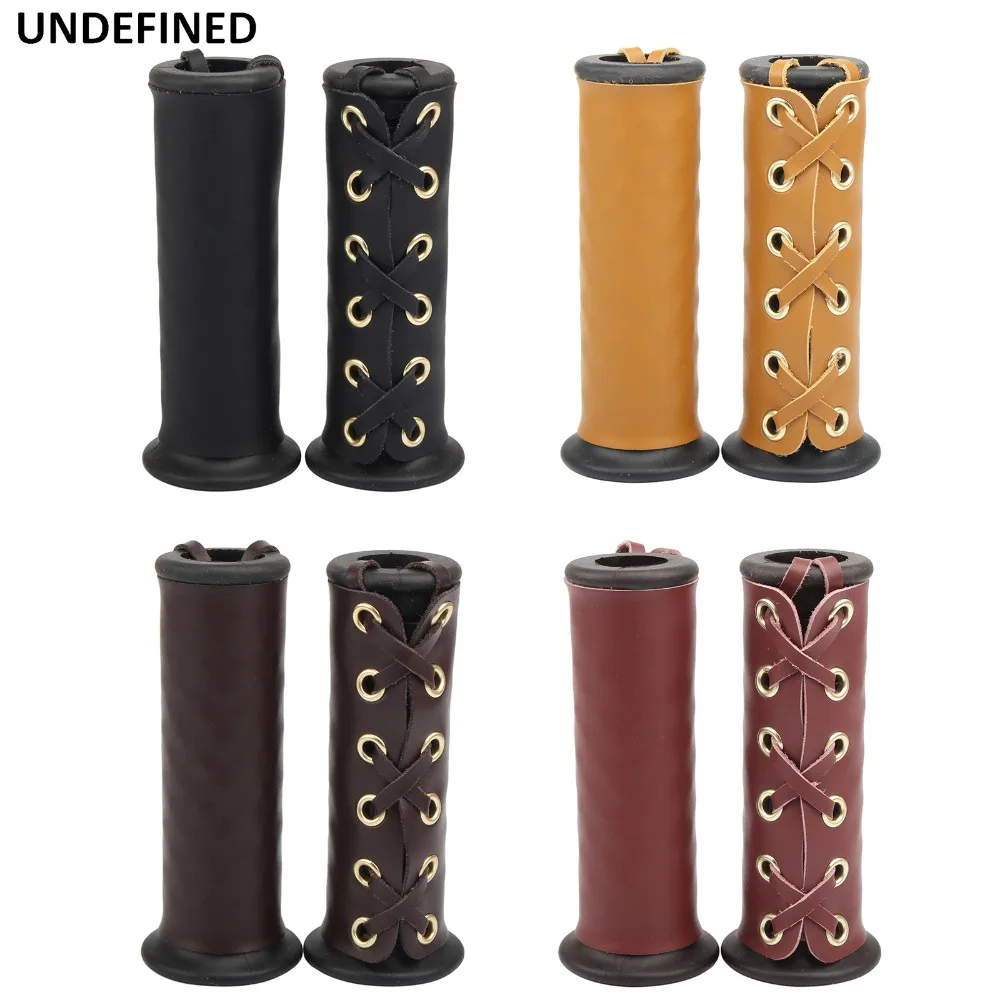 Buy Motorcycle 7/8" 22mm Handlebars Grips w/Leather Hand Grip Throttle Cover