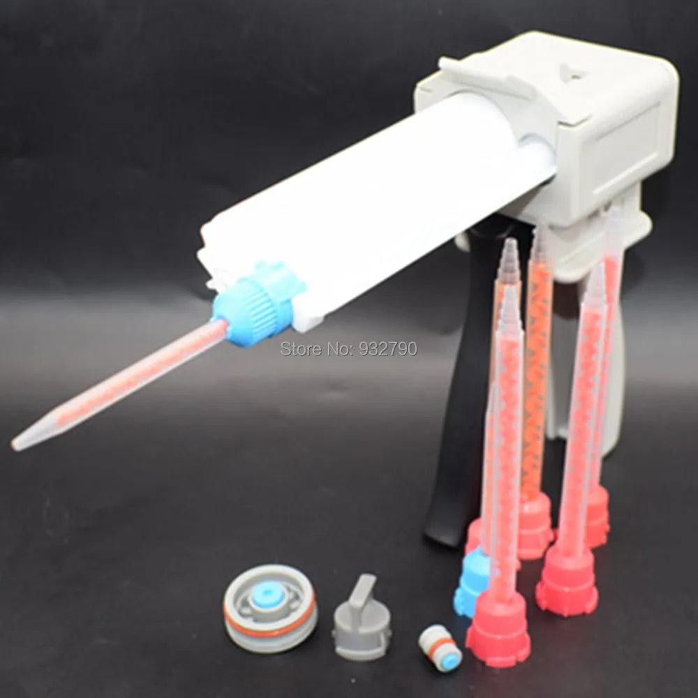 10:1 50ml Dispensing Gun Caulking Gun Applicator + 5pcs 10:1 Epoxy Resin Dispenser Mixer Mixing Nozzle + 50ml 1:10 Cartridge