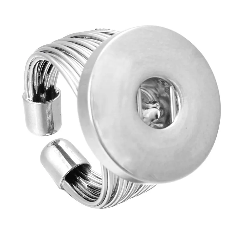 

New Snap Button Ring Jewelry DIY Adjustable Snap Rings Fit 18MM Snap Buttons Women Men's Ring