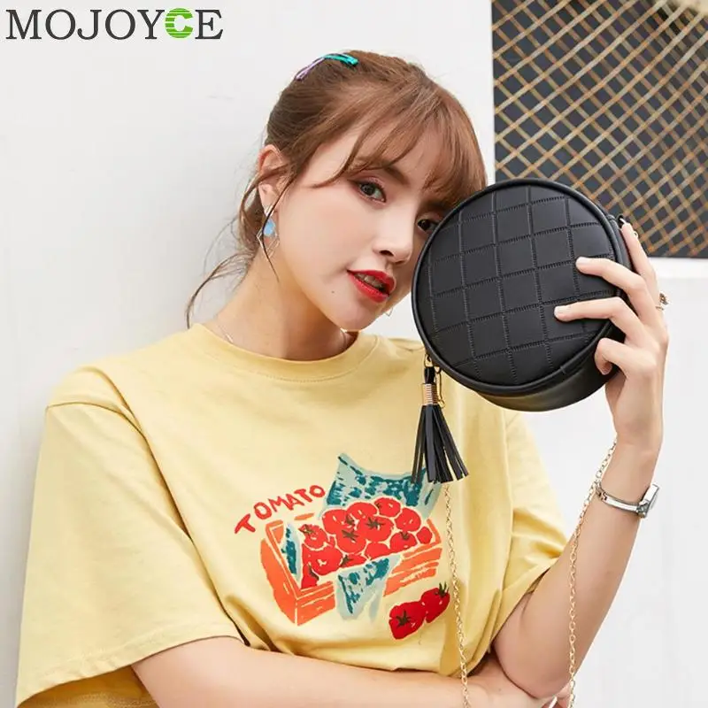 المرأة البسيطة جولة أكياس بلون منقوشة شنطة كتف المرأة صغيرة جولة شرابة Crossbody أكياس المحافظ براثن المرأة البسيطة جولة أكياس بلون منقوشة شنطة كتف المرأة صغيرة جولة شرابة Crossbody أكياس المحافظ براثن