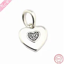 Подвеска-Шарм в виде сердца из стерлингового серебра 925 пробы, классический бренд, прозрачный CZ DIY Fit PANDORA, Подвески для изготовления ювелирных изделий FL695