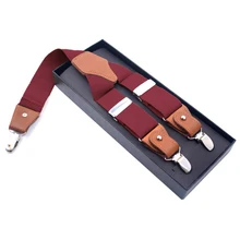 Новинка, мужской ремень с тремя зажимами, эластичная кожа, 3 зажима, y-ремешок, высокое качество, пояс для подтяжек, модный