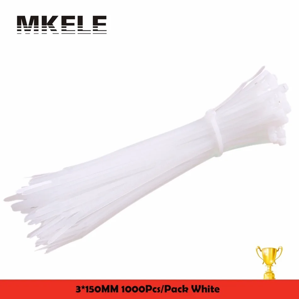 

New Arrivals 3*150mm Self-Locking Nylon Cable Ties 1000Pcs/Pack Zip Loop Plastic Strapping Straps For Wires Tidy White
