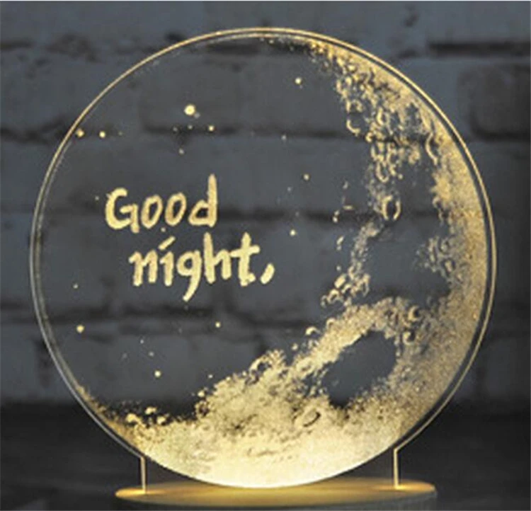 Внутренняя скульптура объемная Луна ночник 3D украшение Настольная лампа имитация эффект ночник