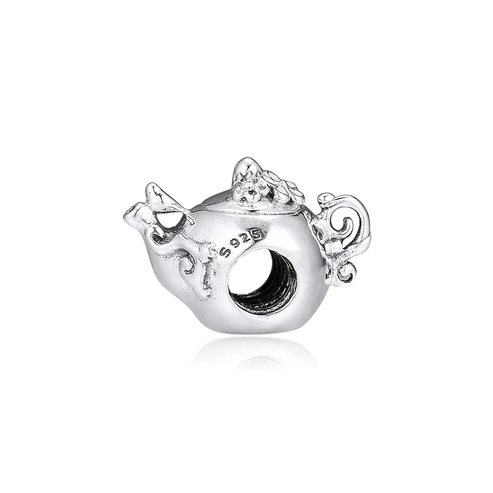 DIY Подходит для Pandora шармы браслеты Зачарованные чайный горшок бусины с прозрачным CZ стерлингового серебра 925-ювелирные изделия