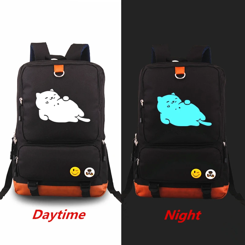 New Anime Cat Backyard Luminous Printing Backpack Teenagers School Bags