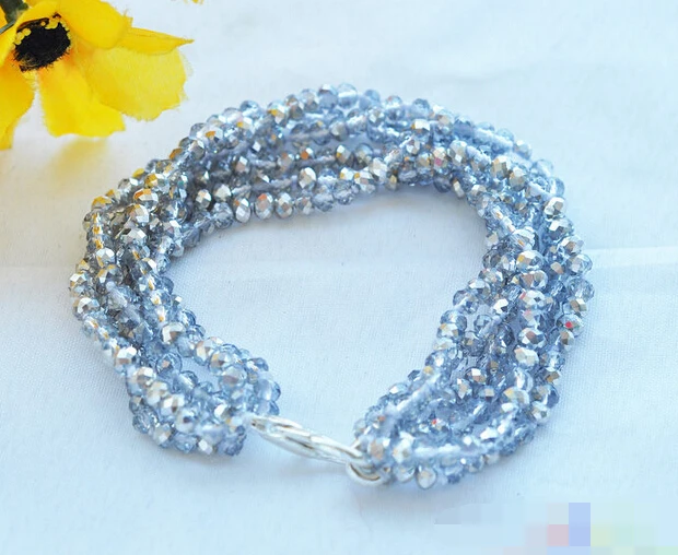 

free shippinbg 08774 6row faceted crystal bead bracelet