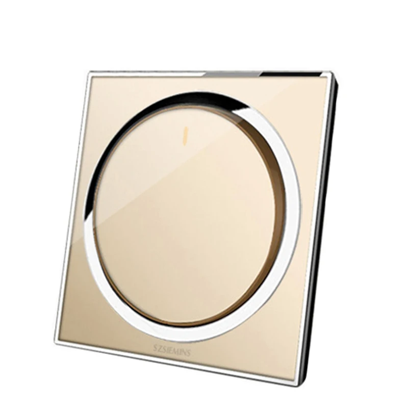 

SHIERAK Luxury Acrylic Panel 1 Gang 1 Way Light Switch Round Wall Switch Push Button On/Off Switch Home 86 Type 10A 250V