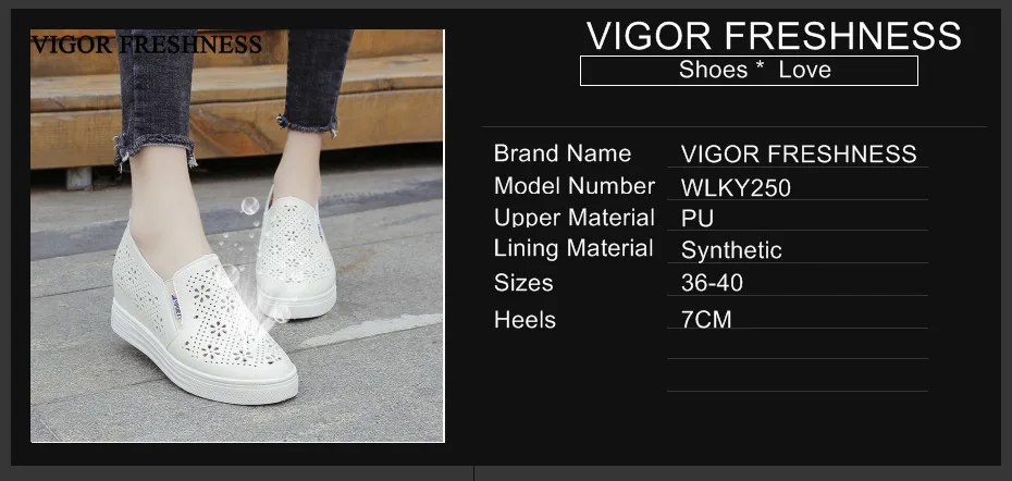 VIGOR/свежесть; женские туфли на шпильке; Женская Весенняя обувь; летние туфли-лодочки; белые кроссовки с вырезами; теннисные туфли с ушками; WY250