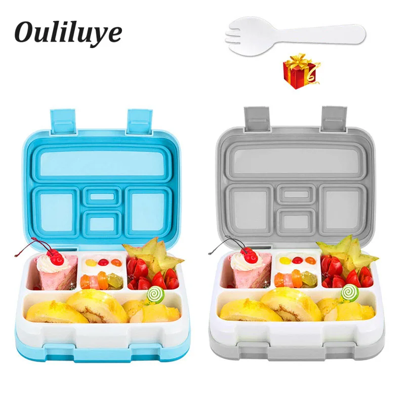 

Detachable Lunch Box Containers Outdoor Meal Prep Containers Bento Box 800ML 5/4 Grid With Spoon Multifunction Food Container