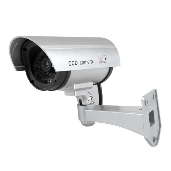 

MOOL 3x Silver Outdoor Dummy Fake LED Red Flashing Security Camera CCTV Surveillance Imitation