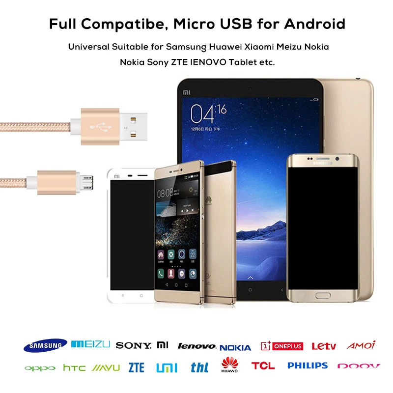 SUPTEC 2M 3M Micro USB Cable 2A Fast Charging Data Charger Cable for Android Samsung S6 S7 Edge Xiaomi Huawei MP3 Microusb Cord