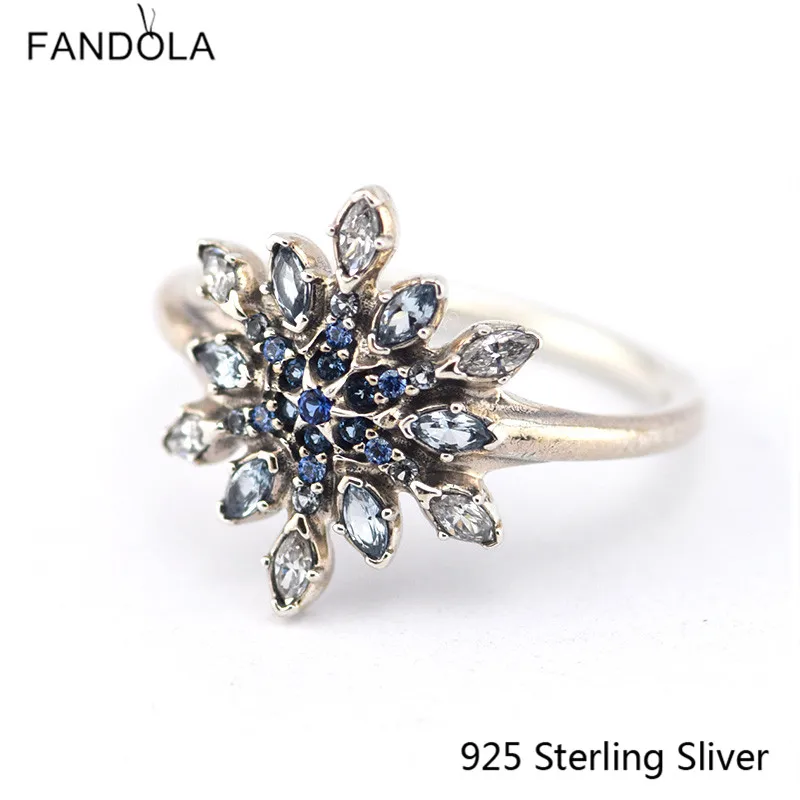 

Crystalized Snowflake Ring Authentic 925 Sterling Silver Fit European Style Lady For Women Original Jewelry Charms Gift