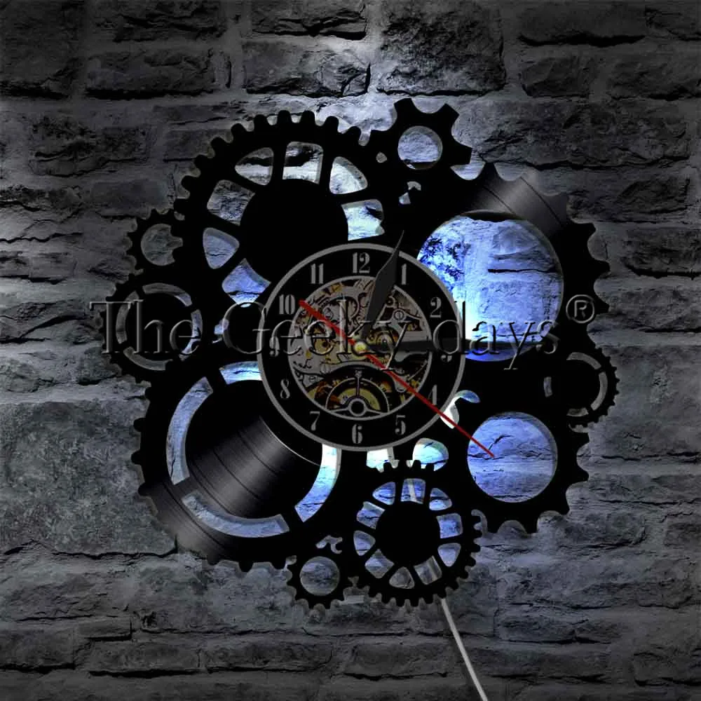 Parede de Luz Sinal de Engrenagens da Engrenagem Mudança da Cor Conduziu a Iluminação Lâmpada de Parede com Controle Preço Steampunk Levou Relógio Remoto 1 3 Luminárias de parede