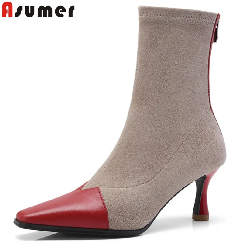 black high heel stretch boots