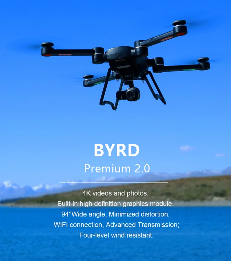 GDU Byrd Премиум 2,0 Дрон Профессиональный 4K FPV Квадрокоптер 3axis-дрон с камерой hd