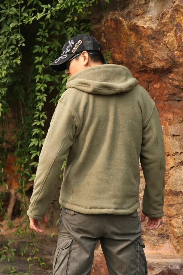 TAD jacket military tactical jacket for men hoodied fleece warm jacket outdoor combat coat army green GRAY BK SAND (8)