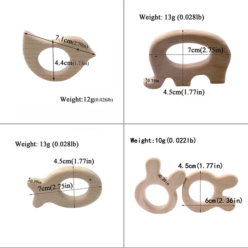 Деревянные детские Прорезыватели, кольца, игрушки, Мультяшные игрушки в форме животных, детские игрушки 0-12 месяцев, Детские аксессуары для малышей, изготовление браслета ожерелья