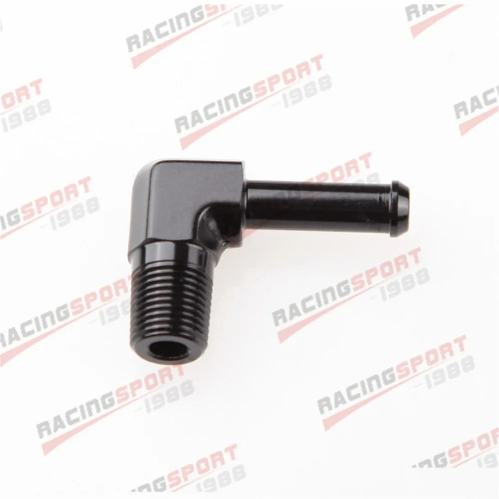 

90 Degree 1/4" NPT TO 3/8" Barb adapter adaptor fitting Aluminum