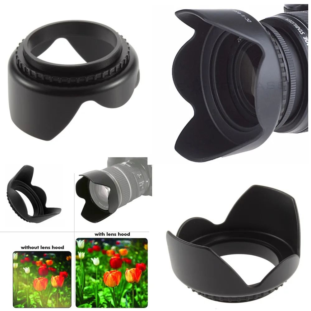 Gadget Place Crown Shaped Tulip Flower/Professional Universal Flower Petal Screw-On Lens Hood for Panasonic Lumix G Vario 100-300mm F4-5.6 OIS 