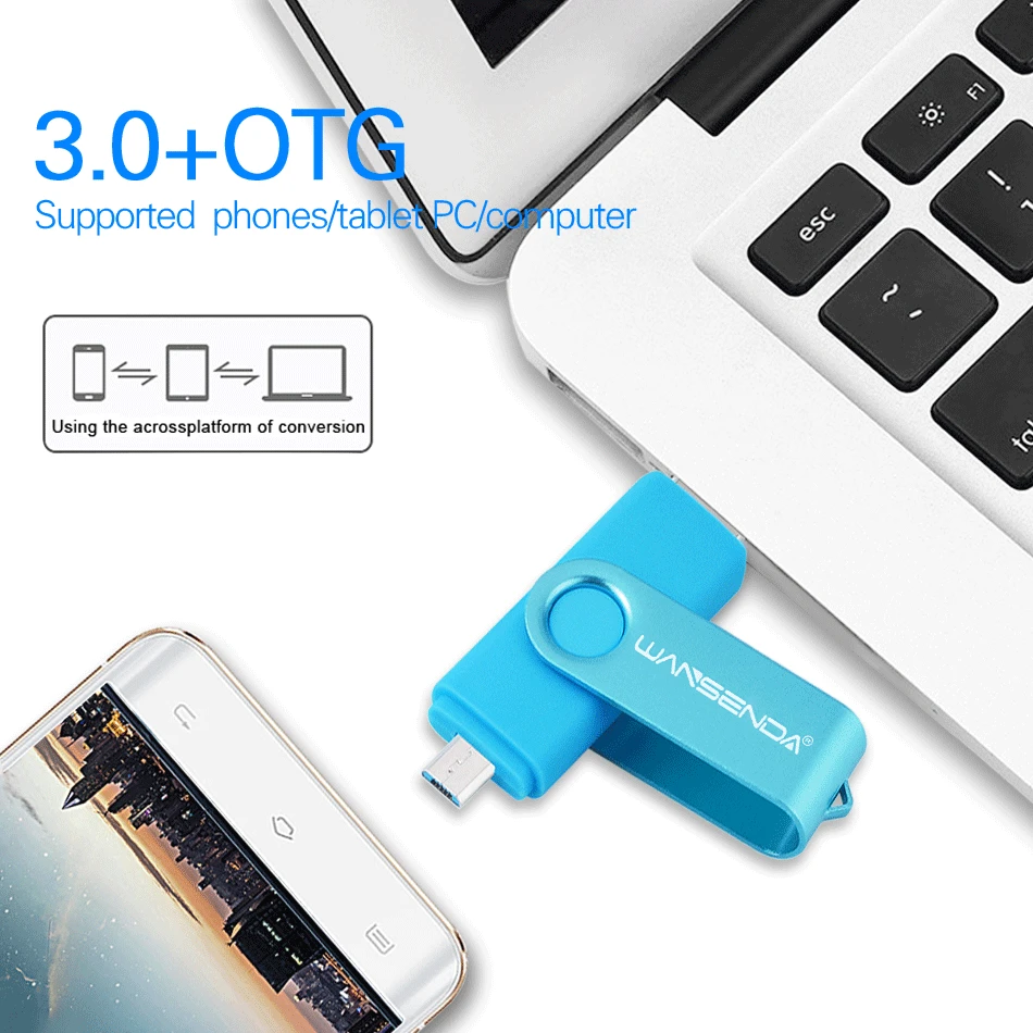 WANSENDA USB 3 0 OTG флеш накопитель для смартфонов/планшетов/ПК 16 ГБ 32 64 Гб 128 256