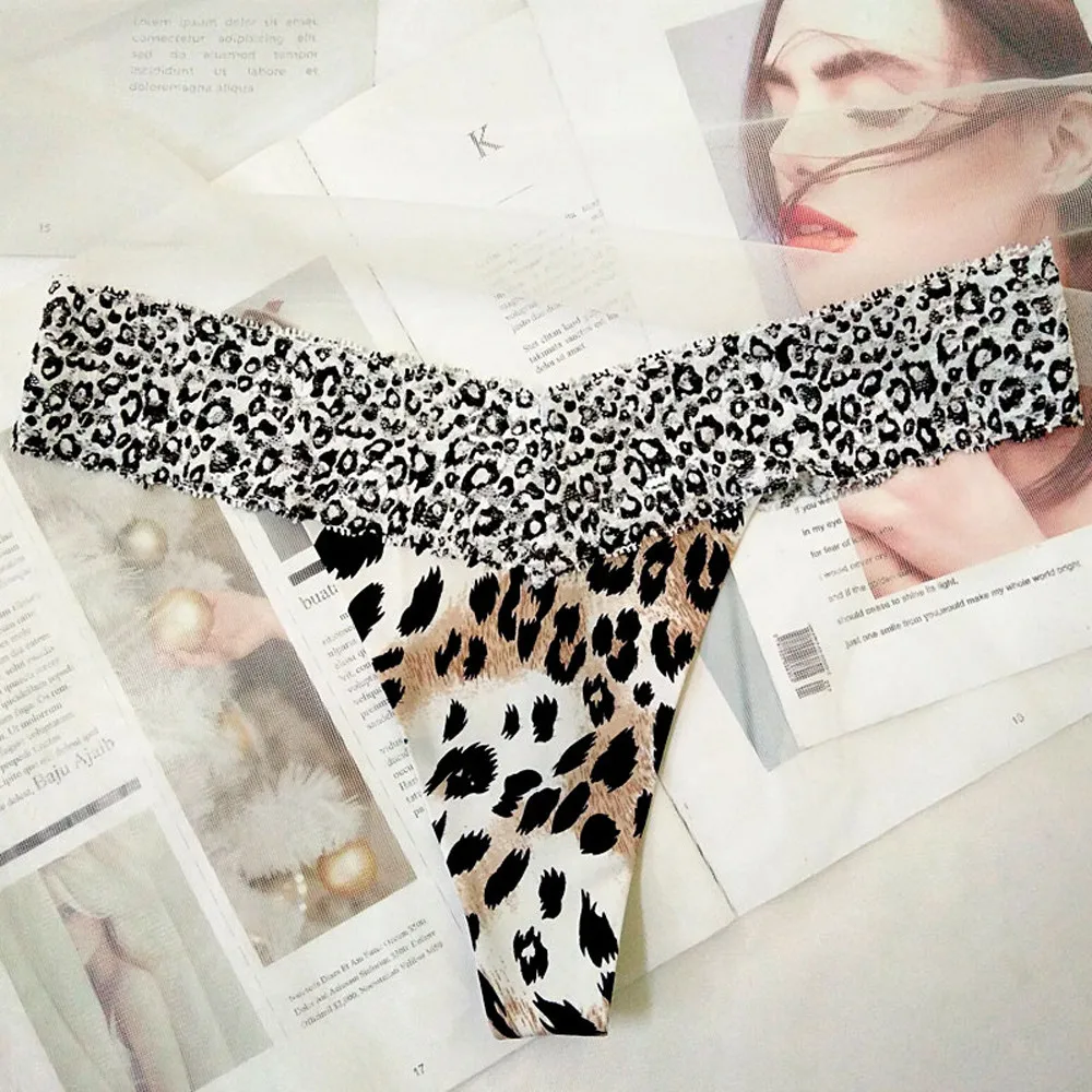 

Women Sexy Leopard panties G-String Shorts Panties Underwears Solid Black Pink Leopard Lingerie Thong Big Size Hipster Panty@30