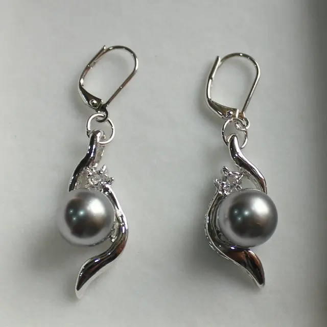 

hot sell new - 2014 beautiful 10mm silver shell pearl earring