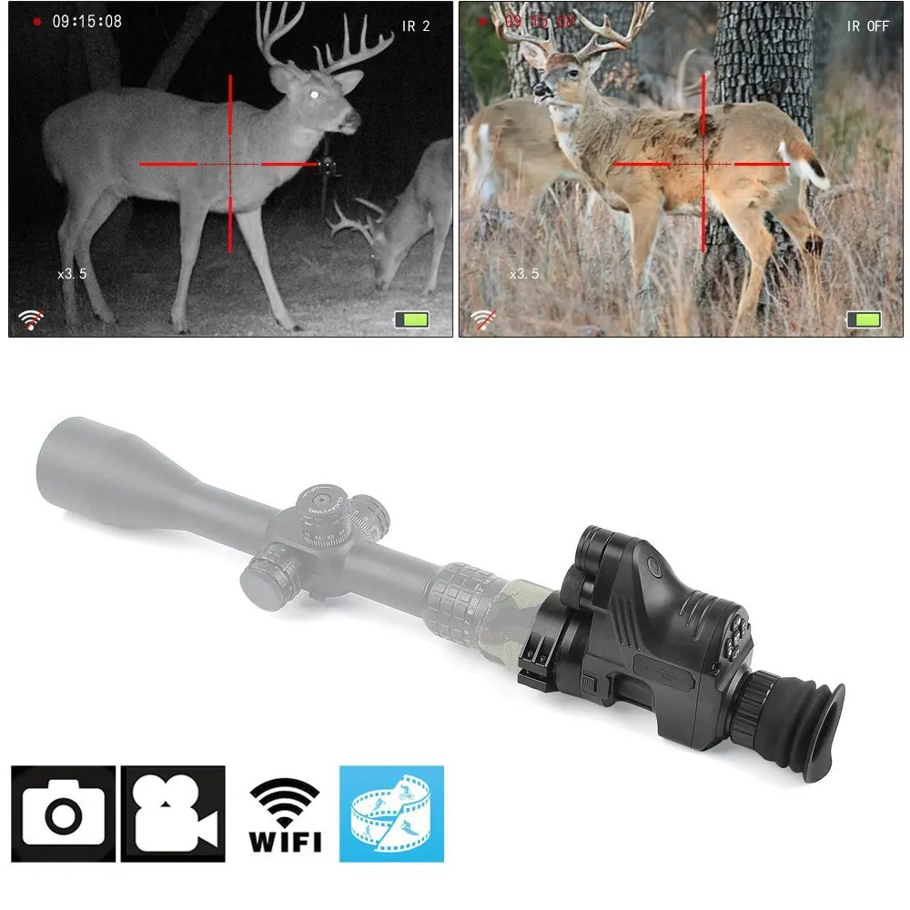 

200m Range Digital Hunting Night Vision Scope Wifi Optical 5W IR Infrared Night Vision Riflescope with APP
