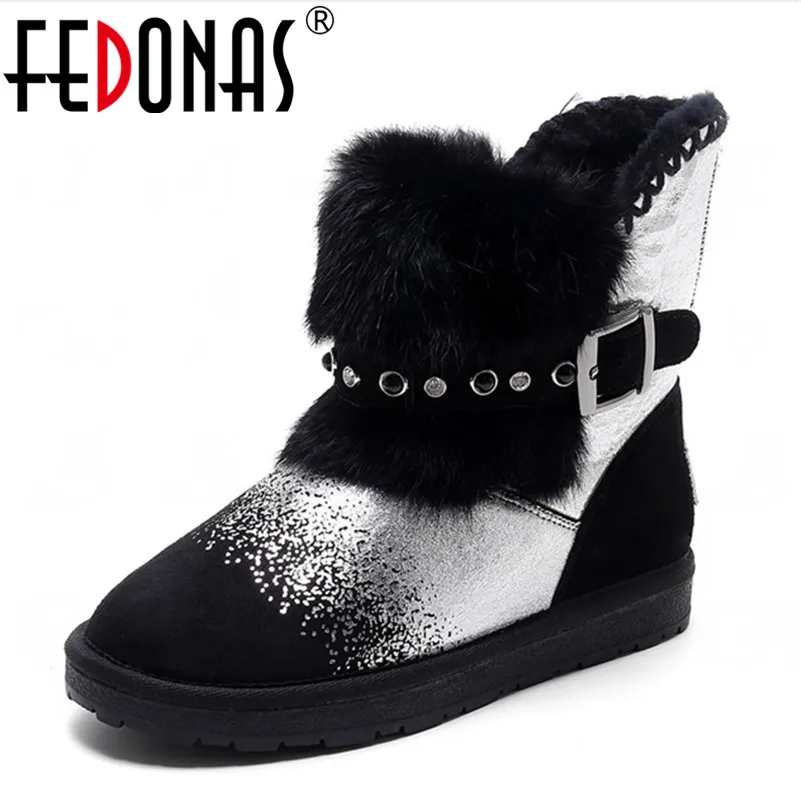 FEDONAS Fashion Women Crystal Snow Boots Shearling Winter Genuine Leather Boots Keep Warm Wool Flats Heels Fur Boots Shoes Woman FEDONAS Fashion Women Crystal Snow Boots Shearling Winter Genuine Leather Boots Keep Warm Wool Flats Heels Fur Boots Shoes Woman