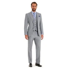 FOLOBE Costume Homme Mariage Custom Made Light Gray Slim Fits Suits Tuxedo Wedding Suits for Men