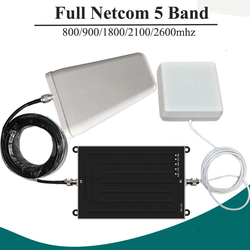 Полный Netcom 5 Band Усилитель сигнала ALC GSM 900 W-CDMA 2100 B3 1800 4 г B7 2600 B20 LTE 800 мГц Сотовая