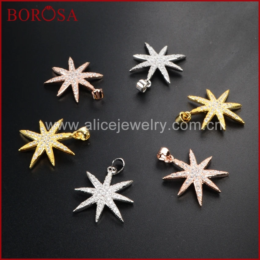 Borosa кубического циркония Купер Кристалл восемь-pointstardesign звезды кулон WX042 |