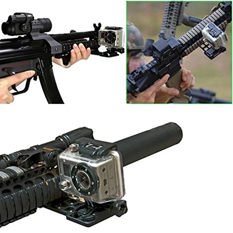4 Airsoft Tan Gopro Weaver//carril Picatinny 20mm Pistola de montaje de cámara HERO 1 2 3 3