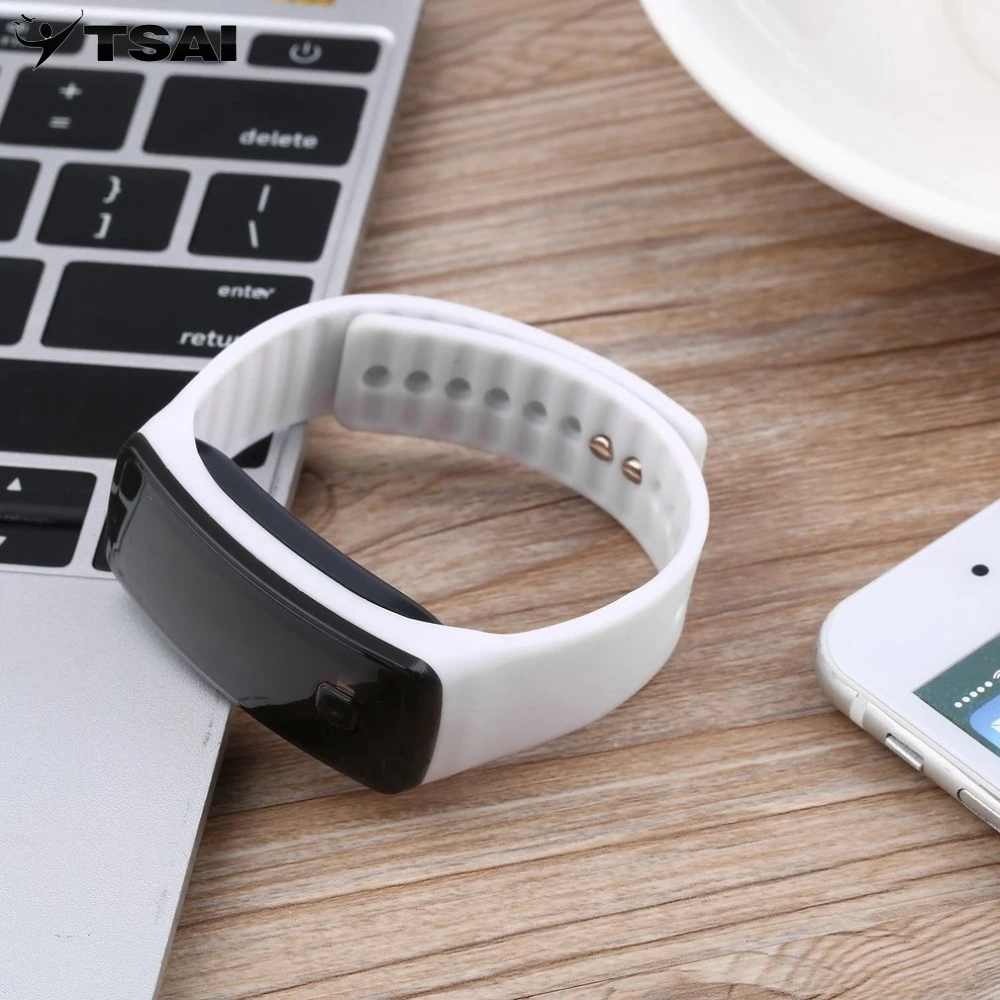 

TSAI Lightweight LED Touch Design Sport Running Digital Bracelet Soft Silicone Smart Digital Wristaband Fitness Equipment