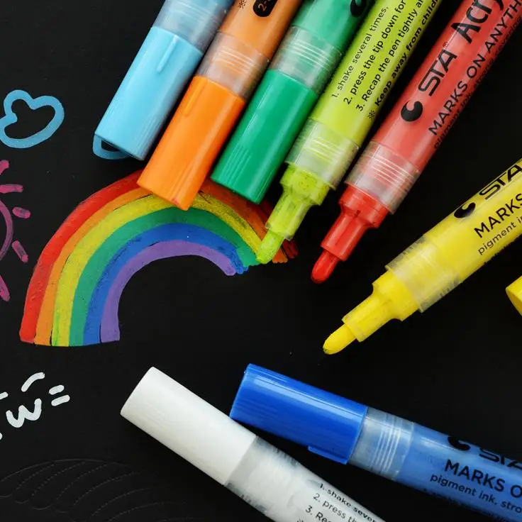 

12 24 28pcs set Metal Pen DIY For Black Glitter Water Paint Gold Paper wood Point Tip Oil Based Paint Pen PaintingMarkers