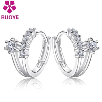 

Fashion Stud Earrings Double Crystal Earing For Women Simple Girl Korea Jewelry oorbellen
