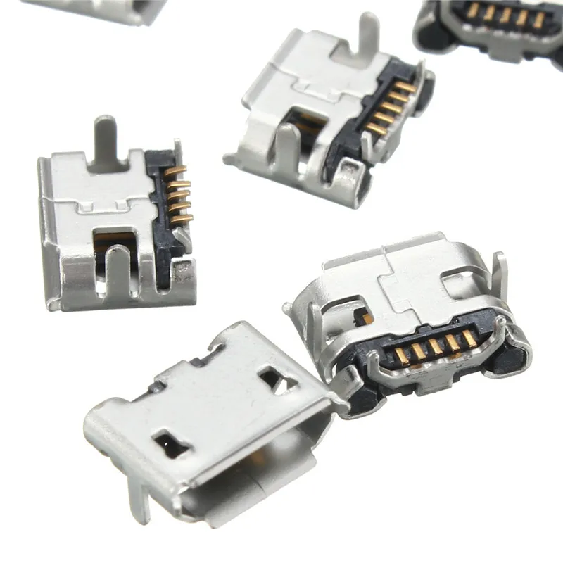 

10Pcs Micro USB Type B Female 5Pin Horns Type Charging Socket PCB Board Soldering Connectors For Mobile Phone Jack Connectors