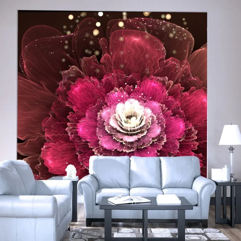 

Custom photo wallpaper Red romantic fashion floral background wall mural bedroom hotel theme restaurant wallpaper