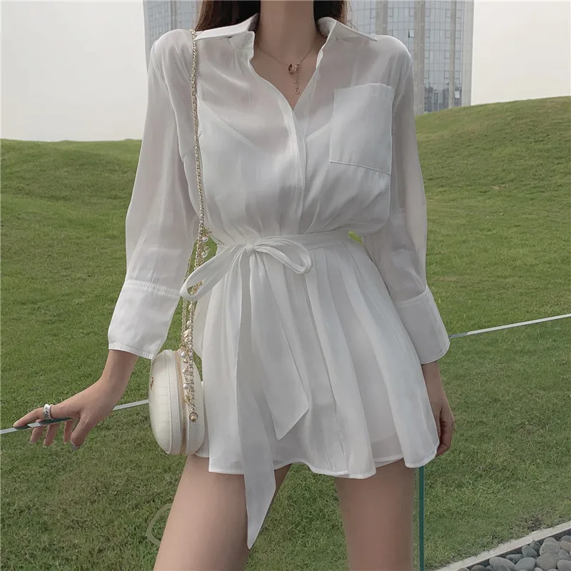 Белые Повседневные летние модные свободные однотонные рубашки с принтом «чужой Китти»+ сексуальные эластичные шорты, простые универсальные комплекты