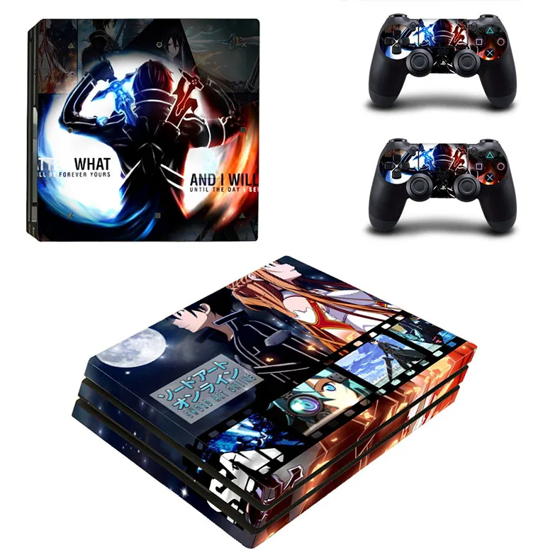 SAO PS4 Pro Skin PS 4 Pro наклейки Pegatinas Vinilo Sword Art онлайн скины для игровой консоли 4 Pro и двух контроллеров