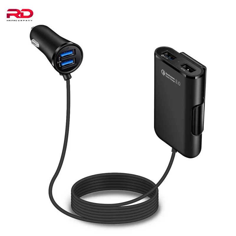 Haina QC 3,0 Быстрая зарядка автомобиля+ 2.4A+ 3.1A 4 USB части с 5.6ft удлинитель Кабель для задней зарядное устройство для сидения для iPhone 7 8 x xs xr