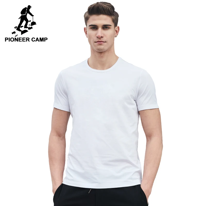 Пионерский лагерь новая Однотонная футболка мужская брендовая одежда мужская футболка наивысшего качества хлопок мягкая футболка для мужчин размера плюс 4XL