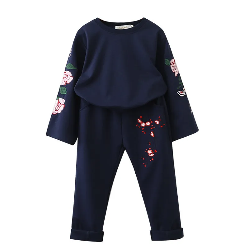 

Clothing Sets New Autumn Active Girls Clothing Sets Children Clothing Floral Print Sweatshirts+Pants Suit Pulloever Long Sleeve