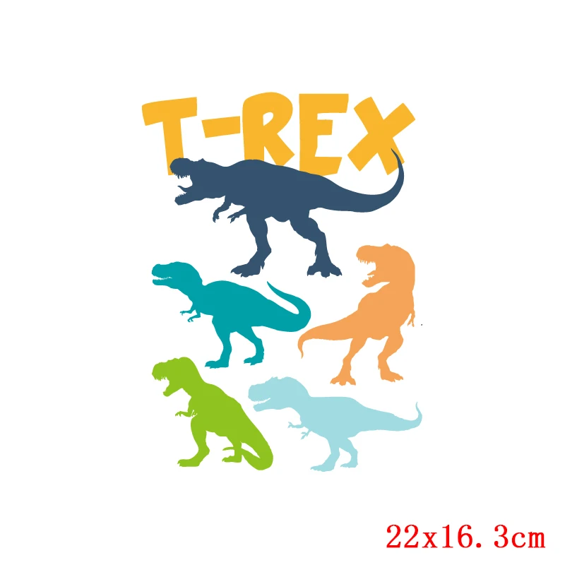 Prajna T-REX наклейки Красочные мальчик железа на переводе для одежды печать DIY динозавр термотрансферный в стиле панк украшения H