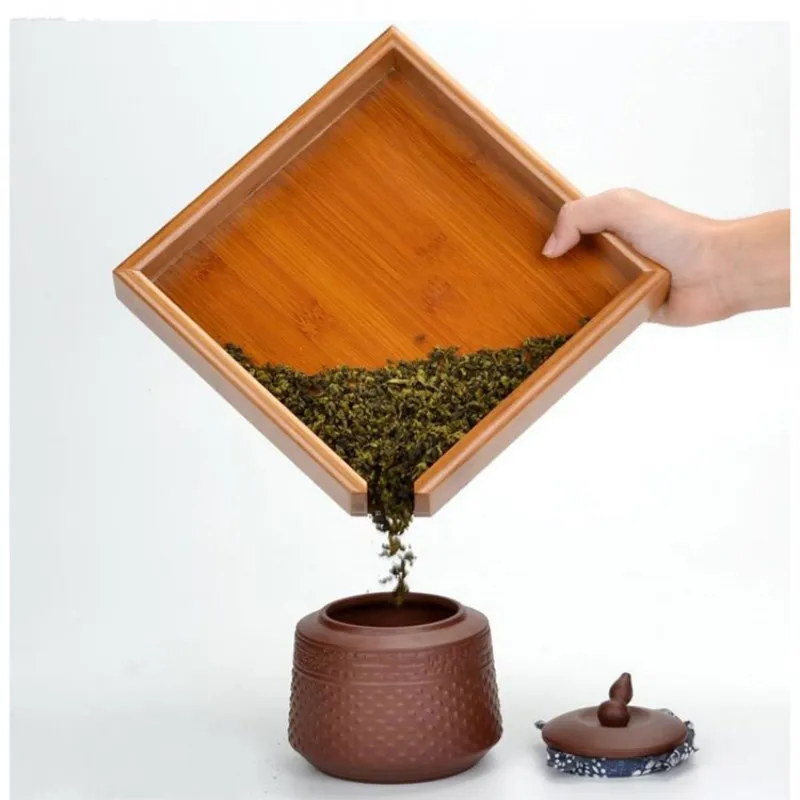 Кухонная утварь экологичный Натуральный Бамбуковый чайный поднос кунгфу чайная доска пуэр подставка для чайного сервиза контейнер для хранения 14,5*14,5*2 см 1 шт
