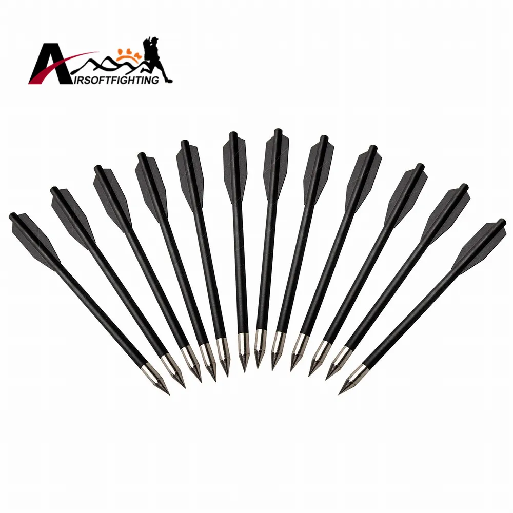 12pcs/pack Hunting Shooting Archery Arrowhead Plastic Feather Aluminum Arrow Tips 16cm Crossbow & Compound Bow Arrows|aluminum arrows|bow